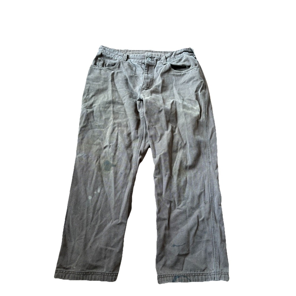 Duluth Trading Pants Mens 38x30 40 Grit Carpenter Cotton Work Utility Brown